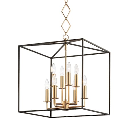 Hudson Valley Lighting Richie 8 Light 18" Wide Taper Candle Mini Chandelier Aged Brass / Textured Black
