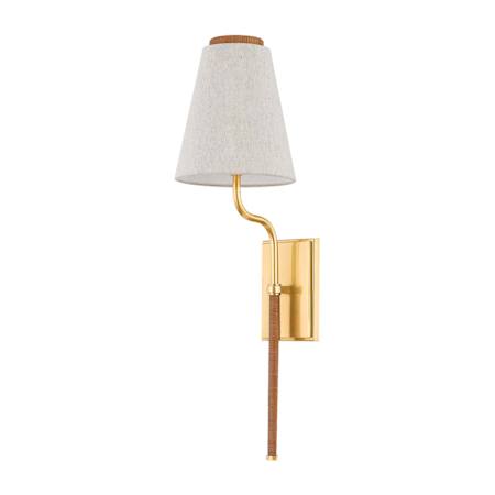 Hudson Valley Lighting Sullivan 25" Tall Wall Sconce with Natural Linen Shade Aged Brass
