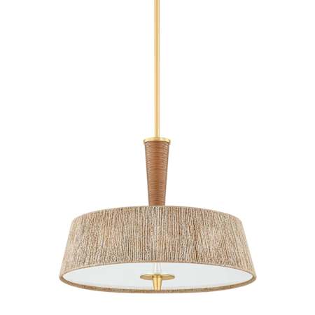 Hudson Valley Lighting George 3 Light 22" Wide Pendant with Abaca Rope Shade Aged Brass