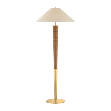 Hudson Valley Lighting Bohicket 68" Tall Torchiere Floor Lamp with Natural Linen Shade Aged Brass