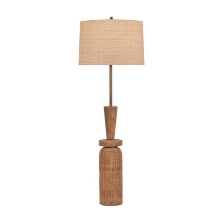 Hudson Valley Lighting Kinloch 64" Tall Torchiere Floor Lamp with Natural Raffia Shade Bronze Leaf / Ceramic Ash Brown