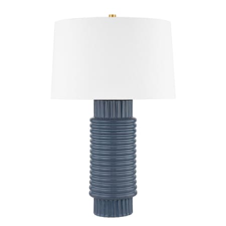 Hudson Valley Lighting Broderick 27" Tall Accent Table Lamp Aged Brass / Grey Blue Reactive Ceramic