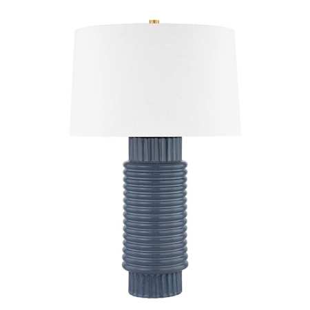 Hudson Valley Lighting Broderick 27" Tall Accent Table Lamp Aged Brass / Grey Blue Reactive Ceramic