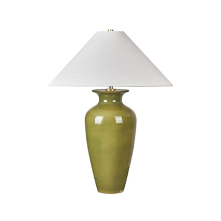 Hudson Valley Lighting Grassy Point 29" Tall Vase Table Lamp with Textured Linen Shade Aged Brass / Ceramic Nori Green