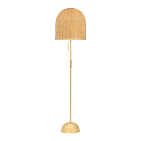Hudson Valley Lighting Darfield 64" Tall Torchiere Floor Lamp with Rattan Shade Aged Brass