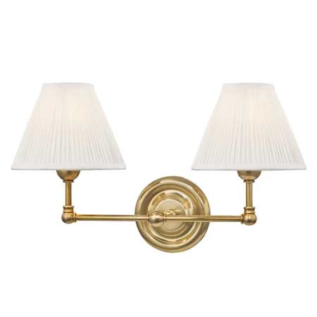 Hudson Valley Lighting Classic No.1 2 Light 11" Tall Wall Sconce Aged Brass