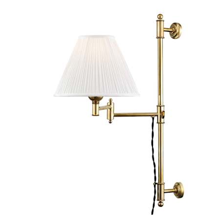 Hudson Valley Lighting Classic No.1 Single Light 29" Tall Swing Arm Plug-In Wall Lamp Aged Brass
