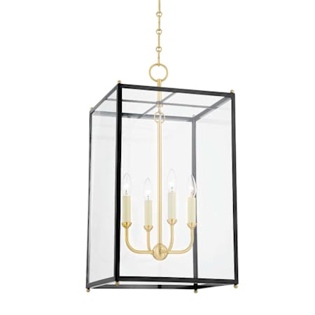 Hudson Valley Lighting Chaselton 4 Light 15" Wide Multi Light Pendant Aged Brass / Darkest Blue