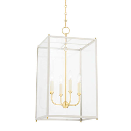 Hudson Valley Lighting Chaselton 4 Light 15" Wide Multi Light Pendant Aged Brass / Off White