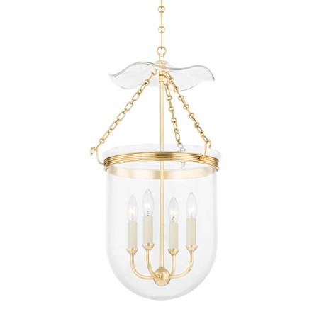 Hudson Valley Lighting Rousham 4 Light 16" Wide Bell Jar Pendant Aged Brass