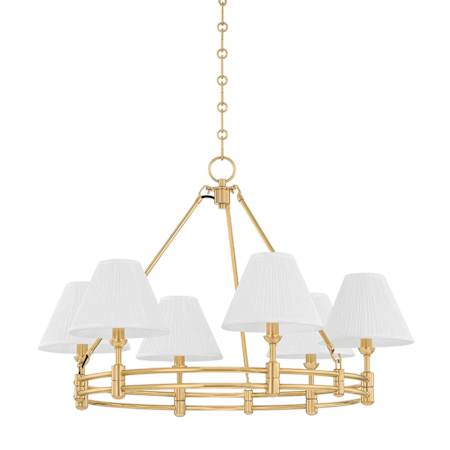 Hudson Valley Lighting Howard 6 Light 33" Wide Chandelier with Silk Shades Aged Brass