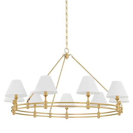 Hudson Valley Lighting Howard 9 Light 50" Wide Chandelier with Silk Shades Aged Brass