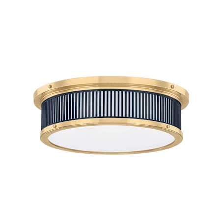 Hudson Valley Lighting Ashdown 14" Wide LED Flush Mount Drum Ceiling Fixture Aged Brass / Distressed Bronze