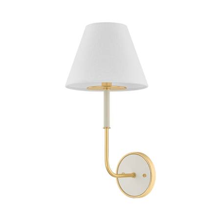 Hudson Valley Lighting Wedgewood 17" Tall Wall Sconce with Linen Shade Aged Brass / Off-White
