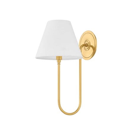 Hudson Valley Lighting Hawthorne 15" Tall Wall Sconce with Linen Shade Aged Brass