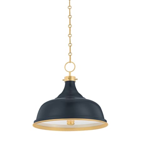 Hudson Valley Lighting Painted No. 1 3 Light 18" Wide Pendant Aged Brass / Darkest Blue