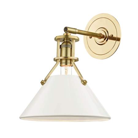Hudson Valley Lighting Painted No.2 Single Light 11" Tall Wall Sconce Aged Brass