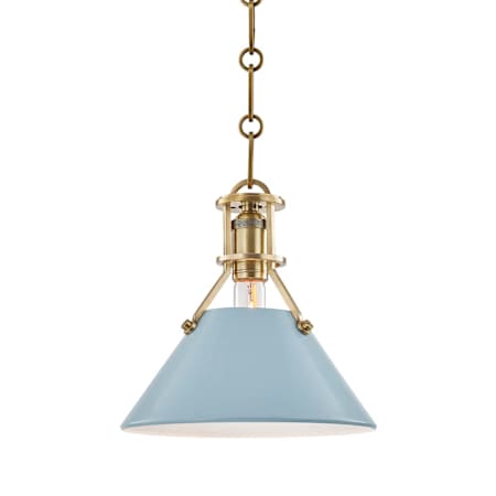 Hudson Valley Lighting Painted No.2 Single Light 10" Wide Mini Pendant Aged Brass