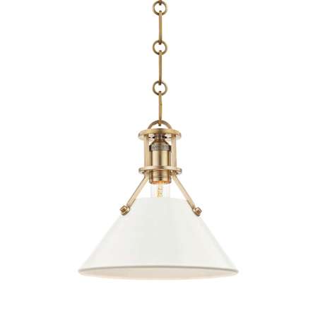 Hudson Valley Lighting Painted No.2 Single Light 10" Wide Mini Pendant Aged Brass
