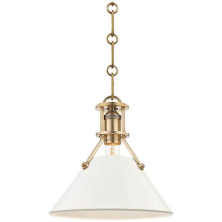 Hudson Valley Lighting Painted No.2 Single Light 10" Wide Mini Pendant Aged Brass