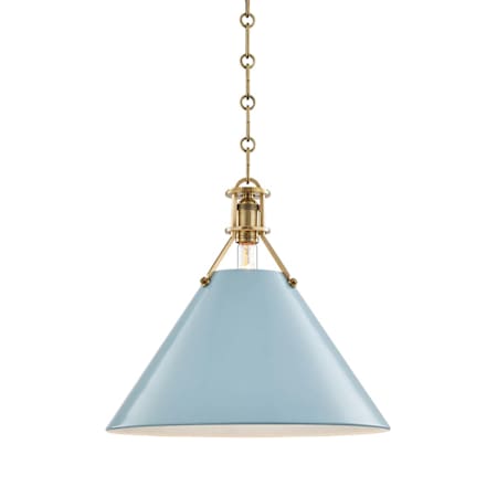 Hudson Valley Lighting Painted No.2 Single Light 16" Wide Pendant Aged Brass