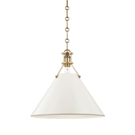 Hudson Valley Lighting Painted No.2 Single Light 16" Wide Pendant Aged Brass