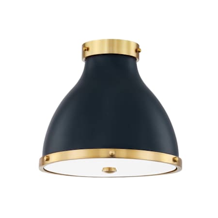 Hudson Valley Lighting Painted No. 3 2 Light 12" Wide Flush Mount Ceiling Fixture Aged Brass / Darkest Blue