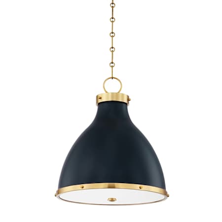 Hudson Valley Lighting Painted No. 3 2 Light 16" Wide Pendant Aged Brass / Darkest Blue