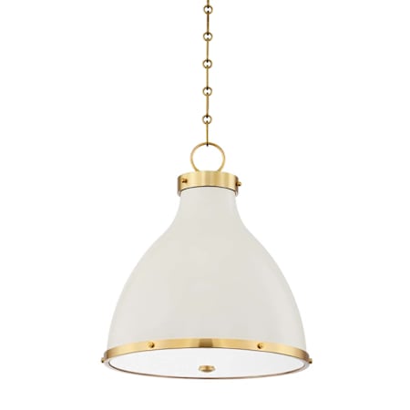 Hudson Valley Lighting Painted No. 3 2 Light 16" Wide Pendant Aged Brass / Off White