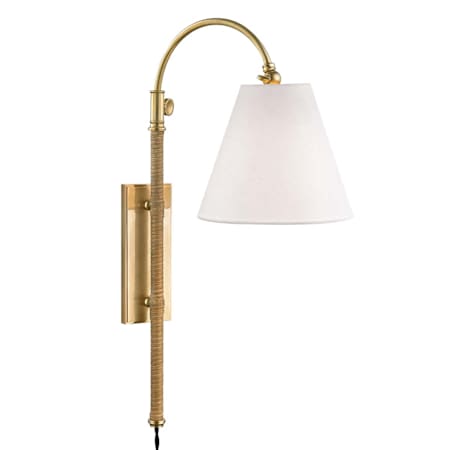 Hudson Valley Lighting Curves No.1 Single Light 30" Tall Gooseneck Plug-In Wall Lamp Aged Brass