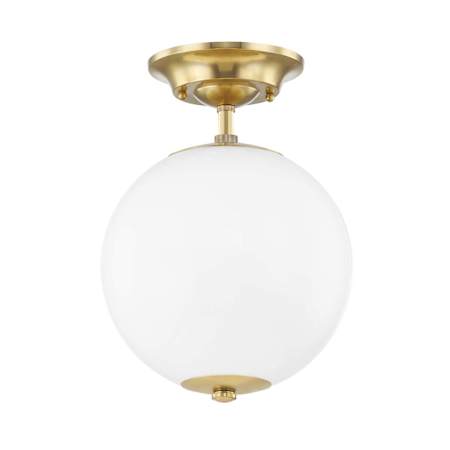 Hudson Valley Lighting Sphere No.1 13" Wide Semi-Flush Globe Ceiling Fixture Aged Brass