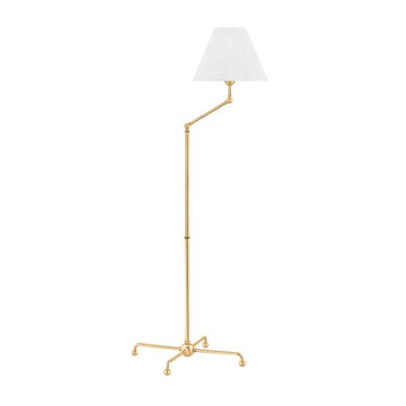 Hudson Valley Lighting Classic No.1 Single Light 60" Tall Swing Arm Floor Lamp Aged Brass