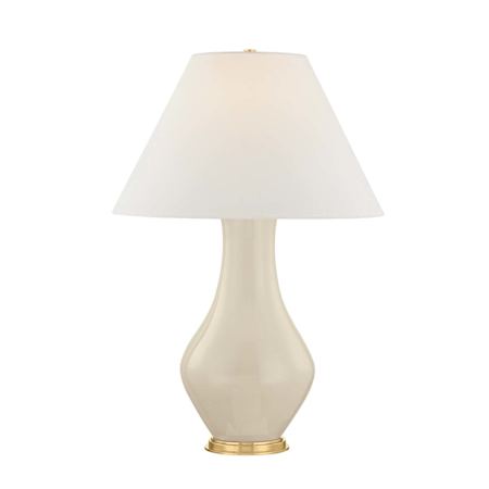 Hudson Valley Lighting Hanslope 32" Tall Vase Table Lamp with Linen Shade Aged Brass / Ceramic French Muslin