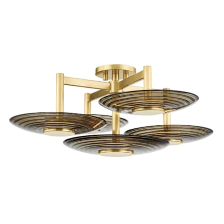 Hudson Valley Lighting Griston 5 Light 28" Wide LED Semi-Flush Bowl Ceiling Fixture Aged Brass