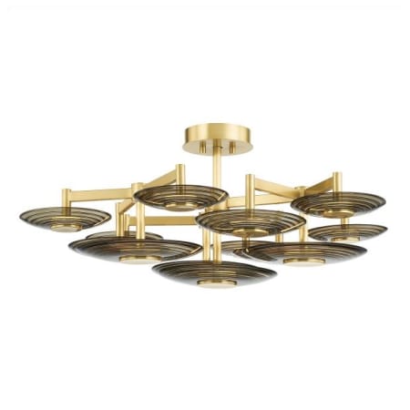 Hudson Valley Lighting Griston 9 Light 44" Wide LED Semi-Flush Bowl Ceiling Fixture Aged Brass