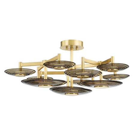 Hudson Valley Lighting Griston 9 Light 44" Wide LED Semi-Flush Bowl Ceiling Fixture Aged Brass
