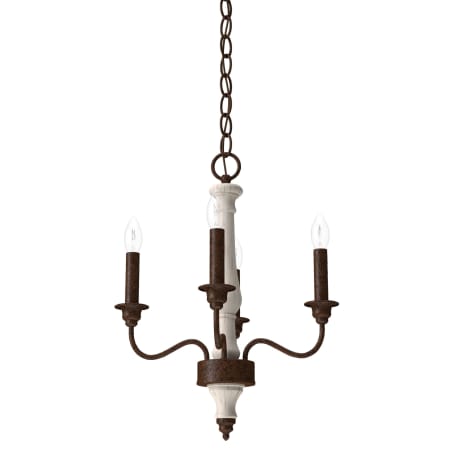 Hunter Teren 4 Light 14" Wide Taper Candle Chandelier Distressed White