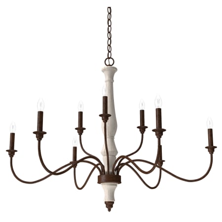 Hunter Teren 9 Light 40" Wide Taper Candle Chandelier Distressed White / Textured Rust
