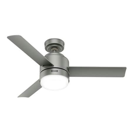 Hunter Gilmour 44" 3 Blade Indoor / Outdoor LED SureSpeed Ceiling Fan with White Glass Shade Matte Silver