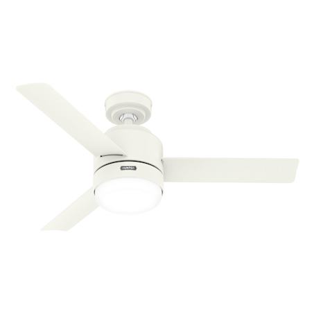 Hunter Gilmour 44" 3 Blade Indoor / Outdoor LED SureSpeed Ceiling Fan with White Glass Shade Matte White