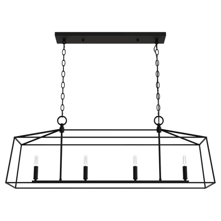 Hunter Fair Oaks 4 Light 40" Wide Linear Candle Style Chandelier Flat Matte Black