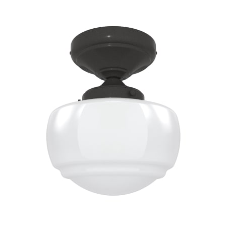 Hunter Saddle Creek 7" Wide Semi-Flush Ceiling Fixture with White Glass Shades Noble Bronze