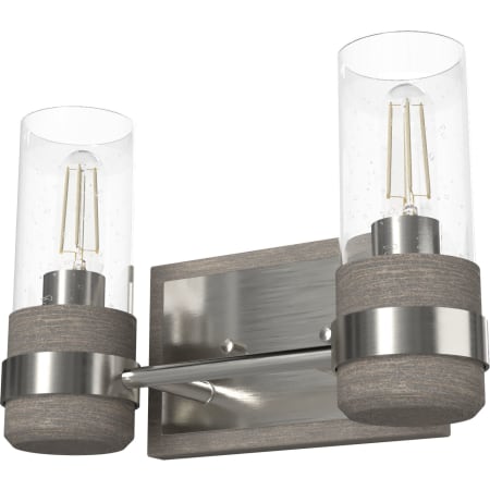 Hunter River Mill 2 Light 13" Wide Vanity Light with Seedy Glass Shades Brushed Nickel