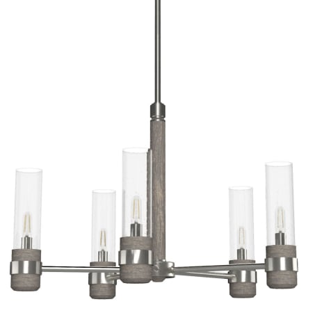 Hunter River Mill 5 Light 24" Wide Chandelier with Clear Seeded Glass Shades Brushed Nickel