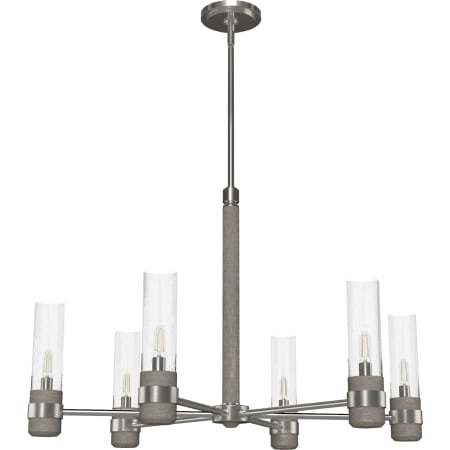 Hunter River Mill 6 Light 30" Wide Chandelier with Clear Seeded Glass Shades Brushed Nickel