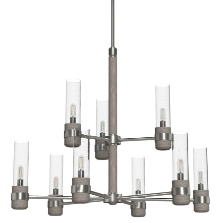 Hunter River Mill 9 Light 30" Wide Chandelier with Clear Seeded Glass Shades Brushed Nickel