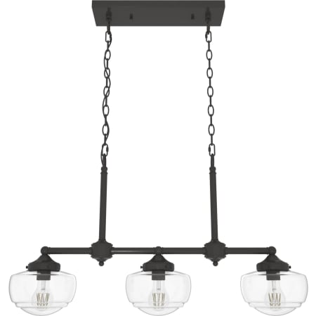 Hunter Saddle Creek 3 Light 33" Wide Linear Chandelier with Clear Seeded Glass Shades Noble Bronze