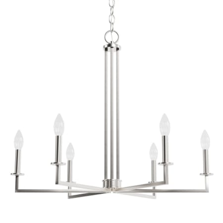 Hunter Bearden 6 Light 30" Wide Taper Candle Style Chandelier Brushed Nickel