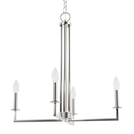 Hunter Bearden 4 Light 24" Wide Taper Candle Style Chandelier Brushed Nickel