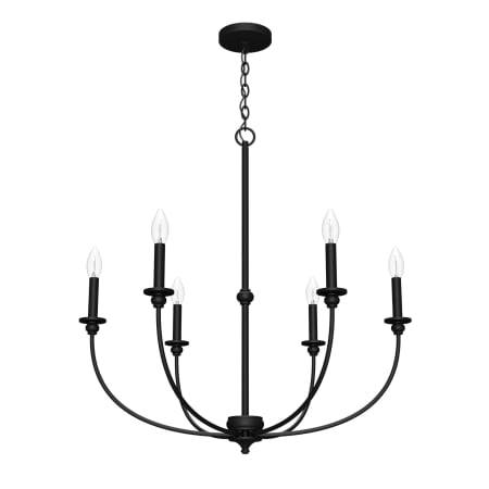 Hunter Southcrest 6 Light 30" Wide Taper Candle Style Chandelier Flat Matte Black
